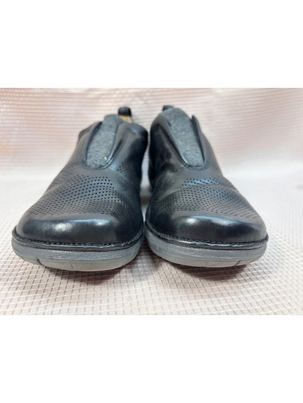 CLARKS 7.5 Unstructured Un Spirit Black Leather Loafers